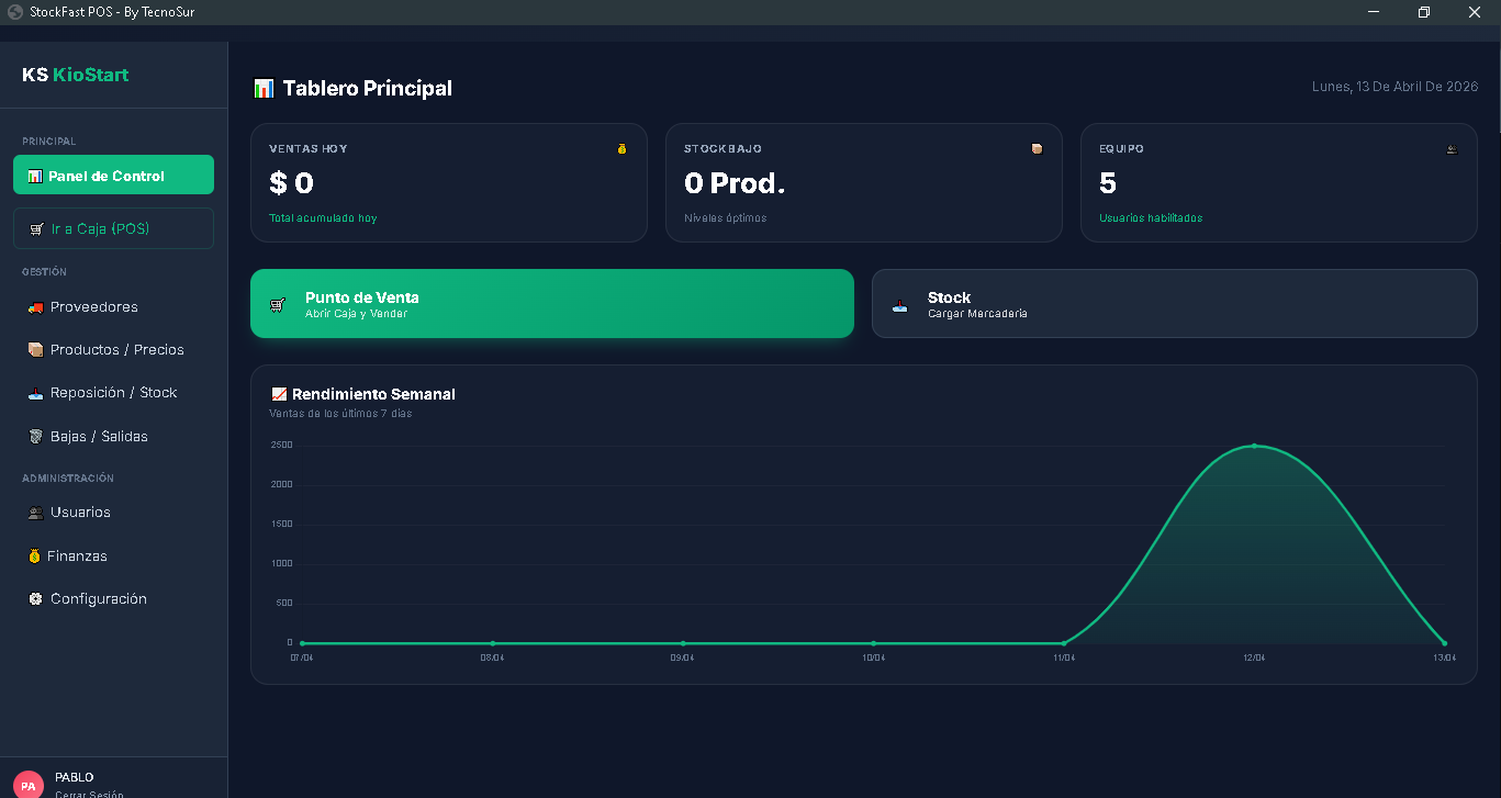 Interfaz de StockFast POS